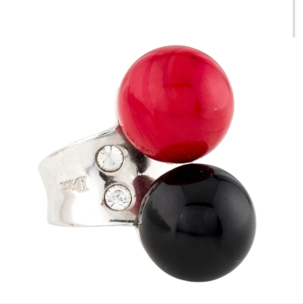 Christian Dior Authentic Rare Vintage Resin & Crystal Cocktail Ring Size: 5.5 - Picture 1 of 4